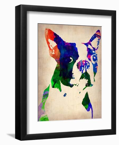 Boston Terrier Watercolor-NaxArt-Framed Art Print