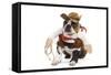 Boston Terrier Wearing Cowboy Outfit-null-Framed Stretched Canvas