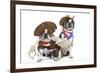 Boston Terrier Wearing Cowboy Outfits-null-Framed Photographic Print