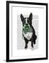 Boston Terrier with Green Moustache and Spotty Green Bow Tie-Fab Funky-Framed Art Print