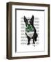 Boston Terrier with Green Moustache and Spotty Green Bow Tie-Fab Funky-Framed Art Print