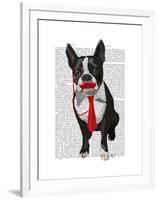 Boston Terrier with Red Tie and Moustache-Fab Funky-Framed Art Print