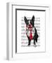 Boston Terrier with Red Tie and Moustache-Fab Funky-Framed Art Print