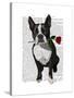 Boston Terrier with Rose in Mouth-Fab Funky-Stretched Canvas