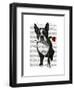 Boston Terrier with Rose in Mouth-Fab Funky-Framed Art Print