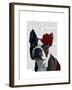 Boston Terrier with Rose on Head-Fab Funky-Framed Art Print