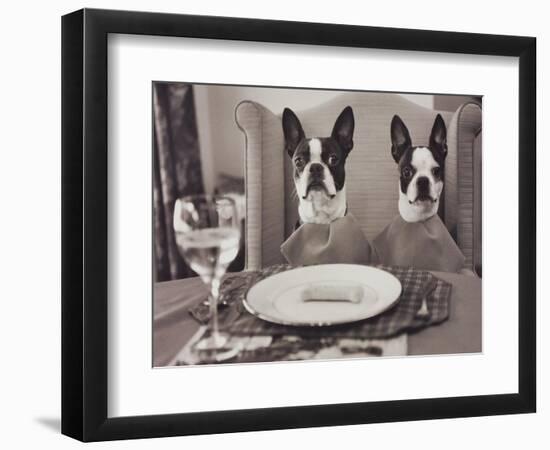 Boston Terriers Dining-Theo Westenberger-Framed Art Print