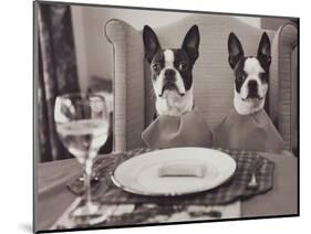 Boston Terriers Dining-Theo Westenberger-Mounted Art Print