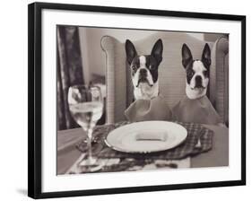 Boston Terriers Dining-Theo Westenberger-Framed Art Print