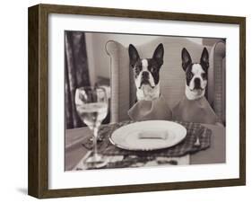 Boston Terriers Dining-Theo Westenberger-Framed Art Print