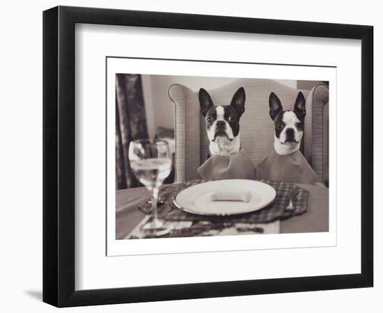 Boston Terriers Dining-Theo Westenberger-Framed Art Print