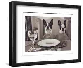 Boston Terriers Dining-Theo Westenberger-Framed Art Print