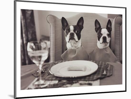 Boston Terriers Dining-Theo Westenberger-Mounted Art Print