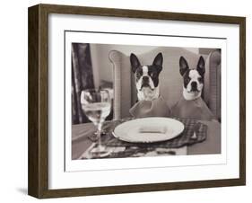 Boston Terriers Dining-Theo Westenberger-Framed Art Print