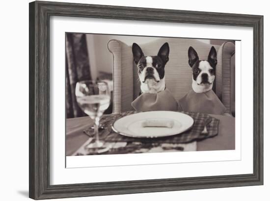 Boston Terriers Dining-Theo Westenberger-Framed Art Print