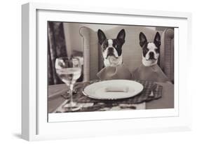 Boston Terriers Dining-Theo Westenberger-Framed Art Print