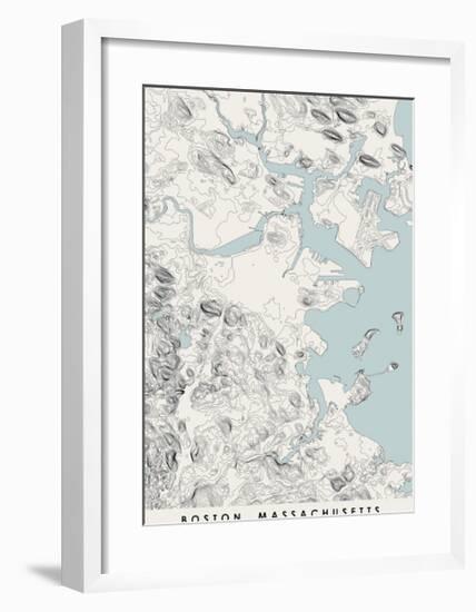 Boston Topographical Print-null-Framed Art Print