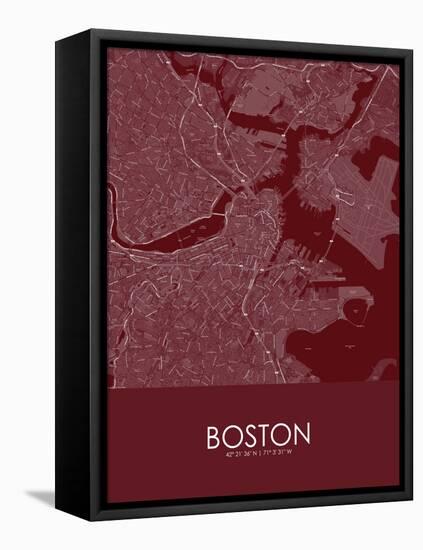 Boston, United States of America Red Map-null-Framed Stretched Canvas