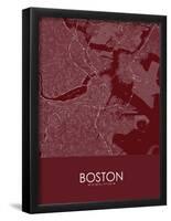 Boston, United States of America Red Map-null-Framed Poster