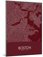 Boston, United States of America Red Map-null-Mounted Poster