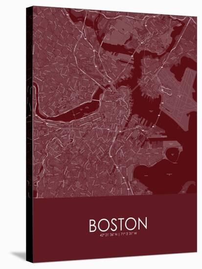 Boston, United States of America Red Map-null-Stretched Canvas