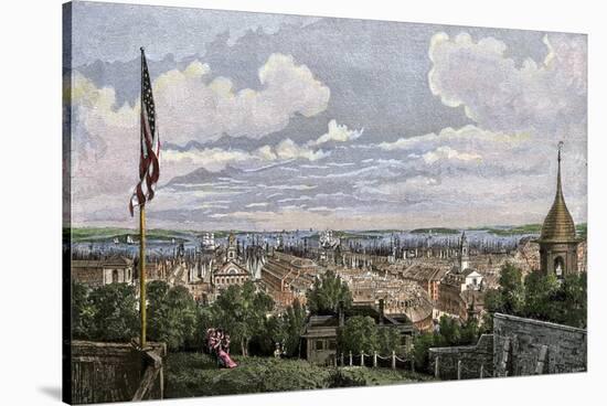 Boston Viewed From Cotton or Pemberton Hill, 1816-null-Stretched Canvas