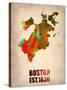 Boston Watercolor Map-NaxArt-Stretched Canvas