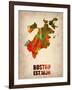 Boston Watercolor Map-NaxArt-Framed Art Print