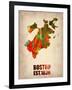 Boston Watercolor Map-NaxArt-Framed Art Print