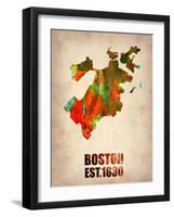 Boston Watercolor Map-NaxArt-Framed Art Print