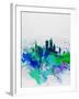 Boston Watercolor Skyline-NaxArt-Framed Art Print