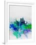 Boston Watercolor Skyline-NaxArt-Framed Art Print