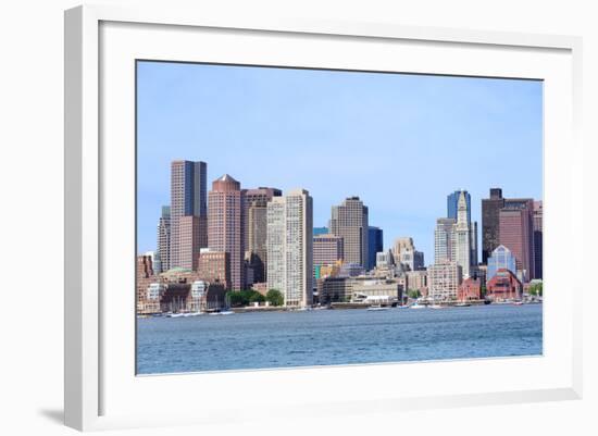 Boston Waterfront View with Urban City Skyline and Modern Architecture over Sea.-Songquan Deng-Framed Photographic Print