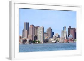 Boston Waterfront View with Urban City Skyline and Modern Architecture over Sea.-Songquan Deng-Framed Photographic Print