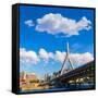 Boston Zakim Bridge in Bunker Hill Massachusetts USA-holbox-Framed Stretched Canvas