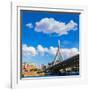 Boston Zakim Bridge in Bunker Hill Massachusetts USA-holbox-Framed Photographic Print