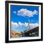 Boston Zakim Bridge in Bunker Hill Massachusetts USA-holbox-Framed Photographic Print