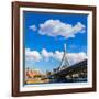 Boston Zakim Bridge in Bunker Hill Massachusetts USA-holbox-Framed Photographic Print