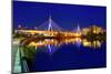 Boston Zakim Bridge Sunset in Bunker Hill Massachusetts USA-holbox-Mounted Photographic Print