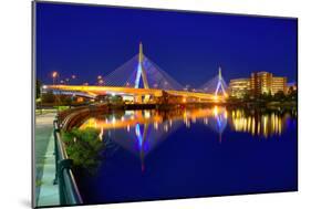 Boston Zakim Bridge Sunset in Bunker Hill Massachusetts USA-holbox-Mounted Photographic Print