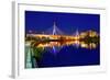 Boston Zakim Bridge Sunset in Bunker Hill Massachusetts USA-holbox-Framed Photographic Print