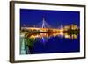 Boston Zakim Bridge Sunset in Bunker Hill Massachusetts USA-holbox-Framed Photographic Print