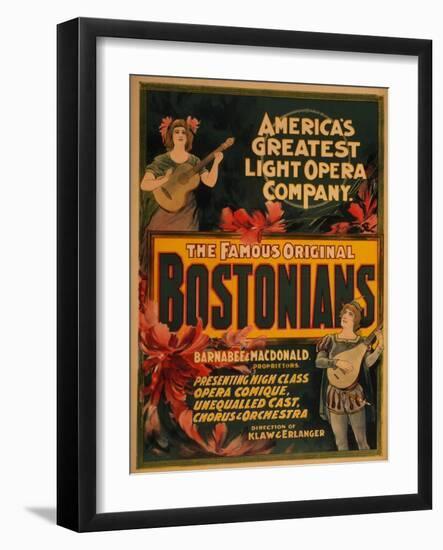 Bostonians America's Greatest Light Opera Poster-Lantern Press-Framed Art Print