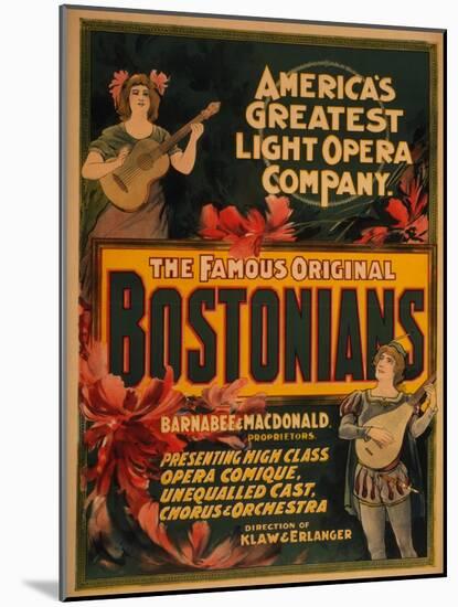 Bostonians America's Greatest Light Opera Poster-Lantern Press-Mounted Art Print