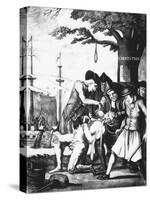 Bostonians Tarring and Feathering the Excise Man and Forcing Tea Down His Throat, Boston Tea Party-null-Stretched Canvas