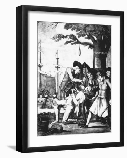 Bostonians Tarring and Feathering the Excise Man and Forcing Tea Down His Throat, Boston Tea Party-null-Framed Giclee Print