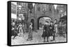 Boswell and Johnson Walking Down Fleet Street, London-null-Framed Stretched Canvas