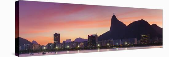 Botafogo Bay and Christ the Redeemer Statue at Sunset, Rio De Janeiro, Brazil-Ian Trower-Stretched Canvas