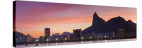 Botafogo Bay and Christ the Redeemer Statue at Sunset, Rio De Janeiro, Brazil-Ian Trower-Stretched Canvas