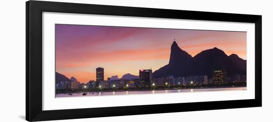 Botafogo Bay and Christ the Redeemer Statue at Sunset, Rio De Janeiro, Brazil-Ian Trower-Framed Photographic Print